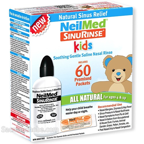Bình rửa mũi NeilMed trẻ em (60 gói muối) (120ml)