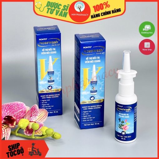 Xịt hỗ trợ viêm mũi xoang Rohto NoseWash Spray 35ml - Minpharmacy