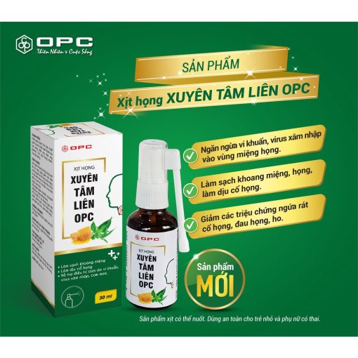 [SP Mới] Xịt họng Xuyên Tâm Liên OPC (30ml) - Ngăn ngừa vi khuẩn xâm nhập