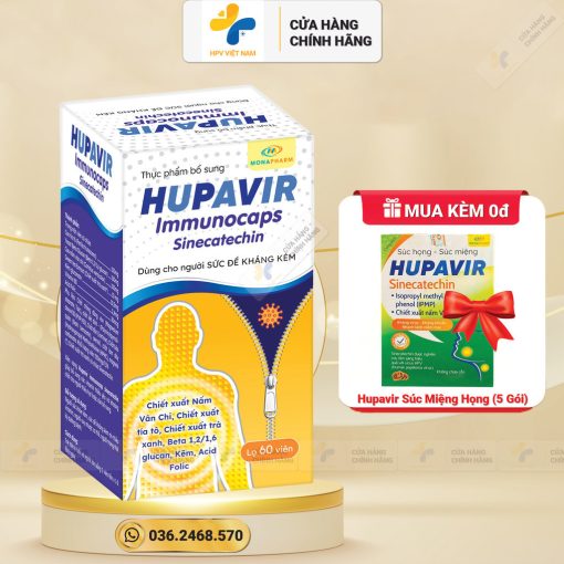 Viên Uống Hupavir Immunocaps tăng đề kháng - Hỗ trợ tăng đào thải HPV