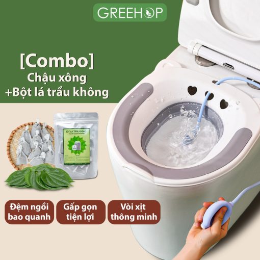 [Combo] Chậu xông vùng kín + Bột lá trầu không nguyên chất 100%