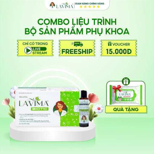 [TẶNG KÈM KHĂN ƯỚT] Combo 01 Hộp viên uống Lavima Biotic 20v và 01 Gel rửa Lavima 88g Tặng Khăn Ướt Lavima Protect 4.0