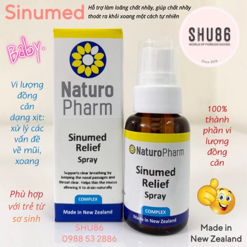 [SHU86] Naturo Pharm Sinumed Relief Spray - Xịt vi lượng đồng căn hỗ trợ mũi