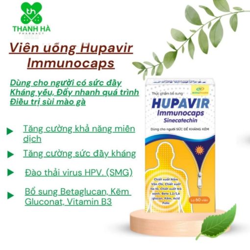 Viên Uống Hupavir Immunocaps tăng đề kháng - Hỗ trợ tăng đào thải HPV