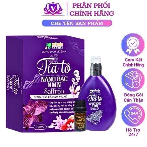 Dung Dịch Vệ Sinh Tía Tô Nano Bạc Saffron Chí Thiện 120ml Ddvs Phụ Nữ Bé Gái