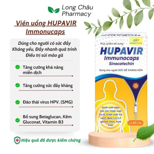 Viên Uống Hupavir Immunocaps tăng đề kháng - Hỗ trợ tăng đào thải HPV