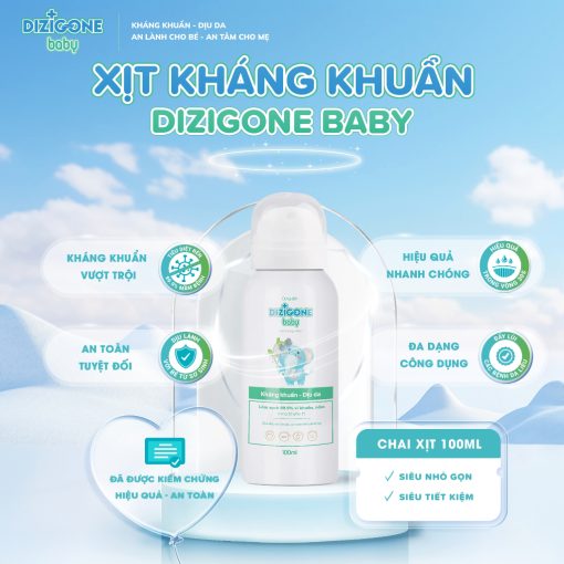 Xịt kháng khuẩn DIZIGONE Baby 100ml - Vệ sinh tay chân