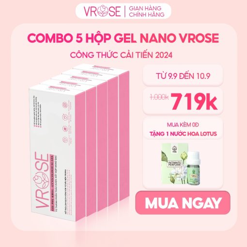 Gel phụ khoa nano Vrose làm sạch combo 5 hộp (15 ống)